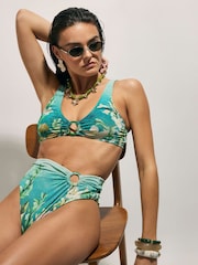 River Island Blue Lotus Print Bikini Set - Image 1 of 4