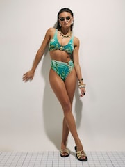 River Island Blue Lotus Print Bikini Set - Image 3 of 4