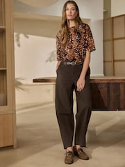 Chocolate Brown N. Premium Barrel Leg Chino Trousers - Image 1 of 7