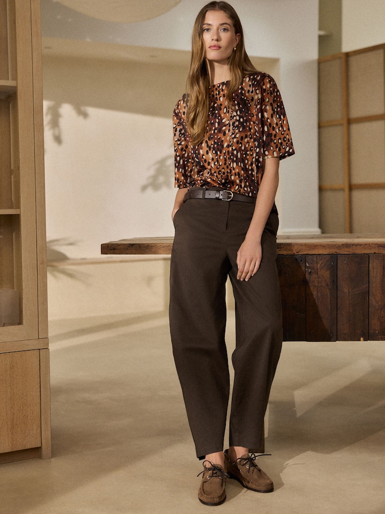 Chocolate Brown N. Premium Barrel Leg Chino Trousers - Image 1 of 7 Chocolate Brown N. Premium Barrel Leg Chino Trousers - Image 1 of 7