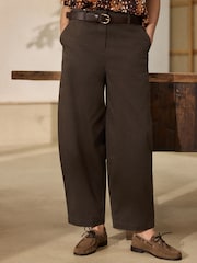 Chocolate Brown N. Premium Barrel Leg Chino Trousers - Image 2 of 7