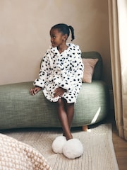 Monochrome Dalmation Print Fleece Dressing Gown (9mths-16yrs) - Image 2 of 9