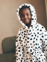 Monochrome Dalmation Print Fleece Dressing Gown (9mths-16yrs) - Image 4 of 9