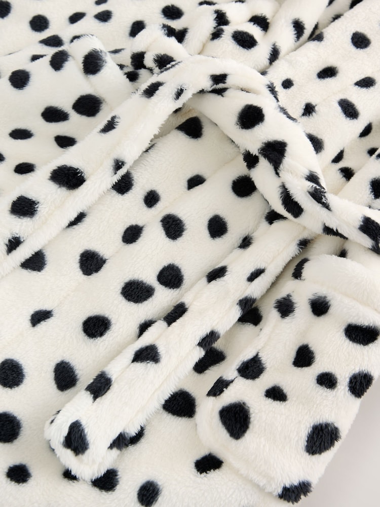 Monochrome Dalmation Print Fleece Dressing Gown (9mths-16yrs) - Image 9 of 9 Monochrome Dalmation Print Fleece Dressing Gown (9mths-16yrs) - Image 9 of 9