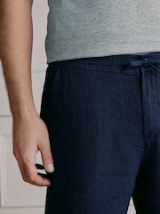 Navy/Stone Signature Linen Trousers With Elasticated Waist 2 Pack - Image 10 of 14