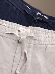 Navy/Stone Signature Linen Trousers With Elasticated Waist 2 Pack - Image 13 of 14