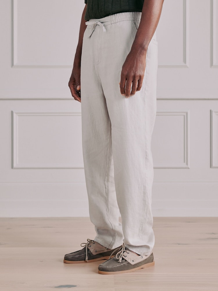 Navy/Stone Signature Linen Trousers With Elasticated Waist 2 Pack - Image 2 of 14