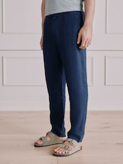 Navy/Stone Signature Linen Trousers With Elasticated Waist 2 Pack - Image 7 of 14