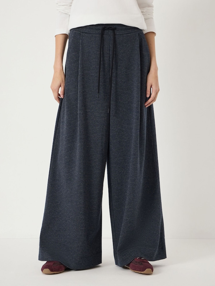 Hush Grey Taylor Check Wide Leg Jersey Trousers - Image 2 of 5