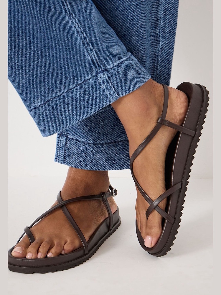 Hush Red Theo Leather Strappy Sandals - Image 1 of 5