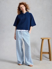 White Stuff Blue Herringbone Hoodie - Image 1 of 6