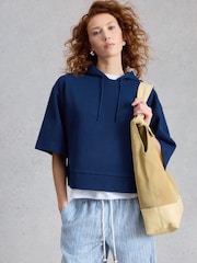 White Stuff Blue Herringbone Hoodie - Image 2 of 6