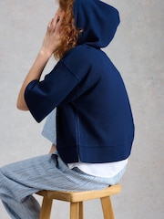 White Stuff Blue Herringbone Hoodie - Image 3 of 6
