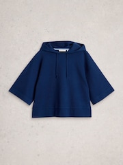 White Stuff Blue Herringbone Hoodie - Image 5 of 6