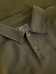 White Stuff Green Anderby Woven Polo Shirt - Image 6 of 6