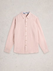 White Stuff Pink Keswick Long Sleeve Linen Shirt - Image 1 of 2