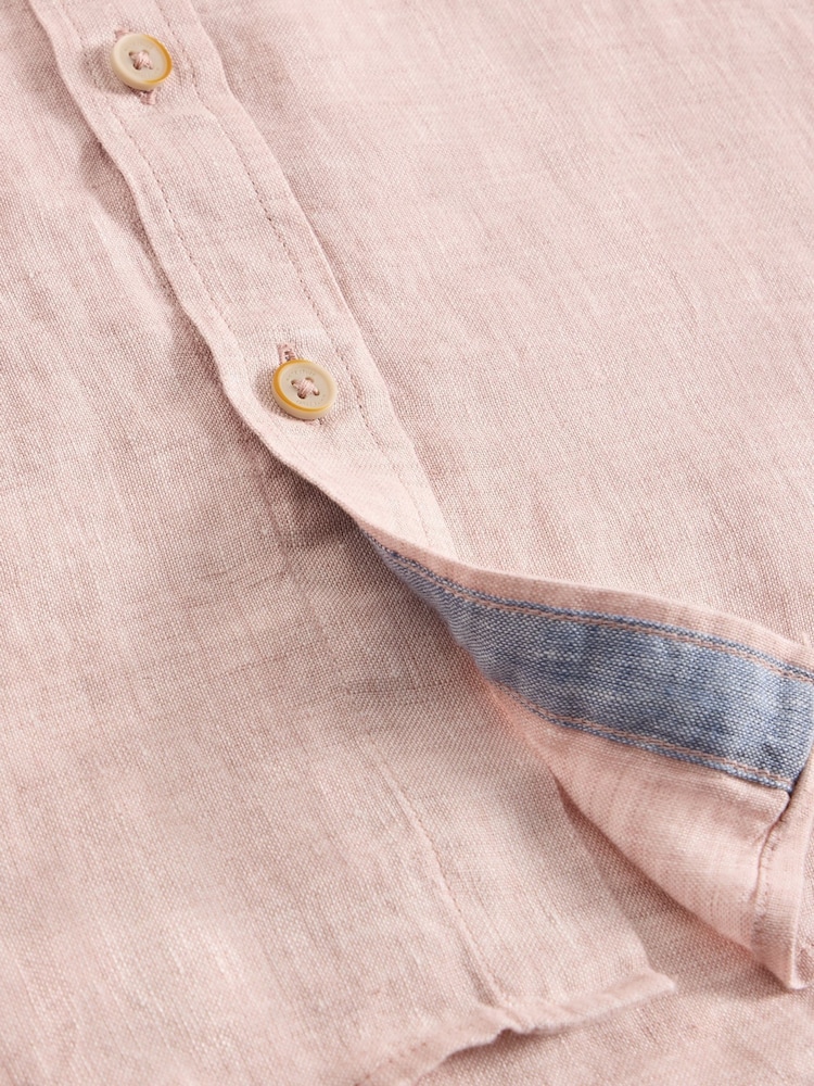 White Stuff Pink Keswick Long Sleeve Linen Shirt - Image 2 of 2