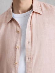 White Stuff Pink Keswick Long Sleeve Linen Shirt - Image 4 of 6