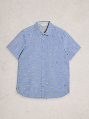 أزرق سماوي - قميص بطبعة زهور بأكمام قصيرة Finsbury من White Stuff - صورة 5 من 6