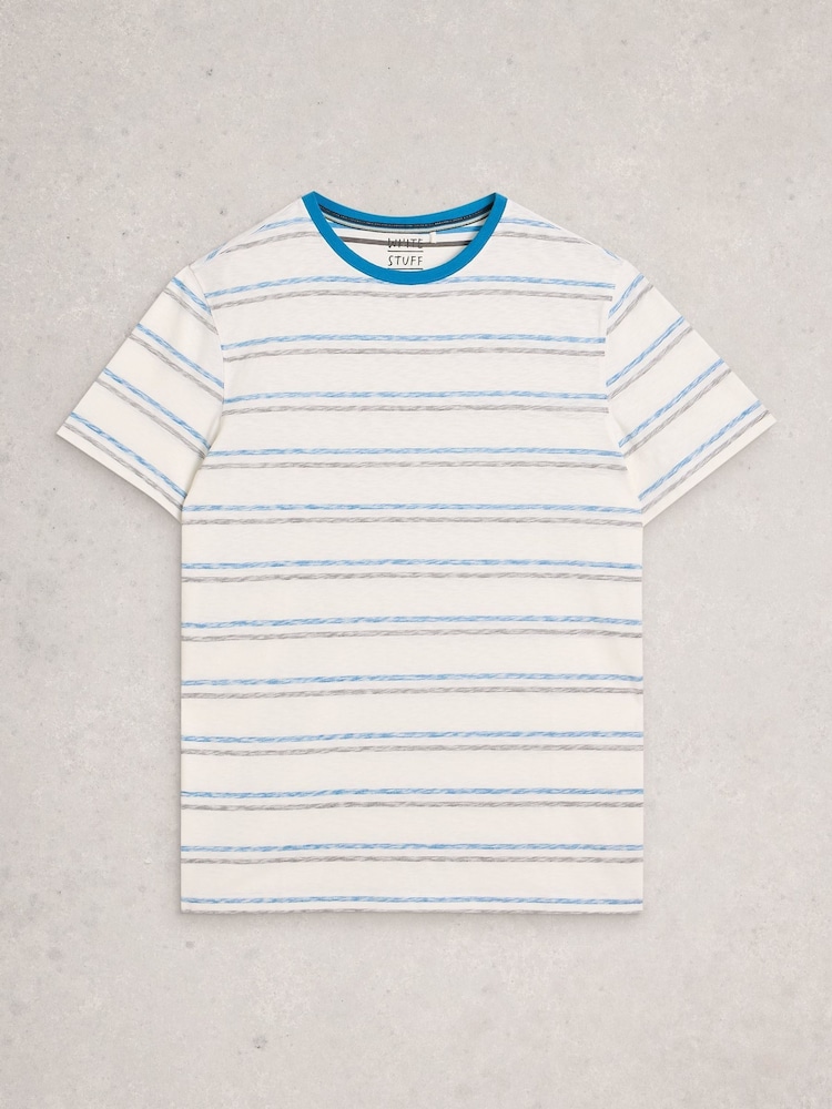 White Stuff Blue Abersoch Reverse Stripe T-Shirt - Image 1 of 2 White Stuff Blue Abersoch Reverse Stripe T-Shirt - Image 1 of 2