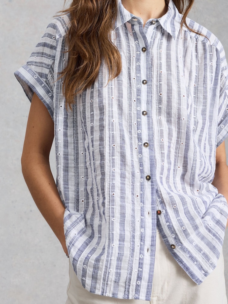 White Stuff Blue Orla Button Through Shirt - Image 1 of 6 White Stuff Blue Orla Button Through Shirt - Image 1 of 6
