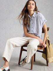 White Stuff Blue Orla Button Through Shirt - Image 2 of 6