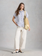 White Stuff Blue Orla Button Through Shirt - Image 3 of 6