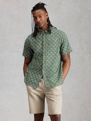 White Stuff Green Finsbury Sun Print Shirt - Image 1 of 6