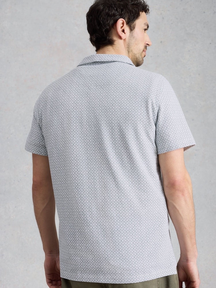 White Stuff Green Geo Printed Polo Shirt - Image 2 of 6