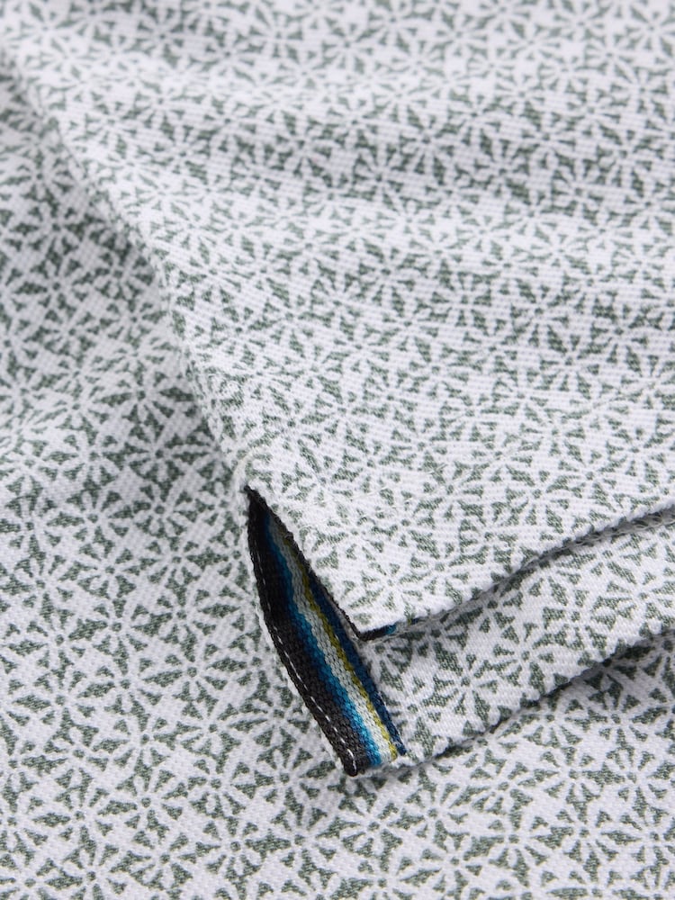 White Stuff Green Geo Printed Polo Shirt - Image 6 of 6