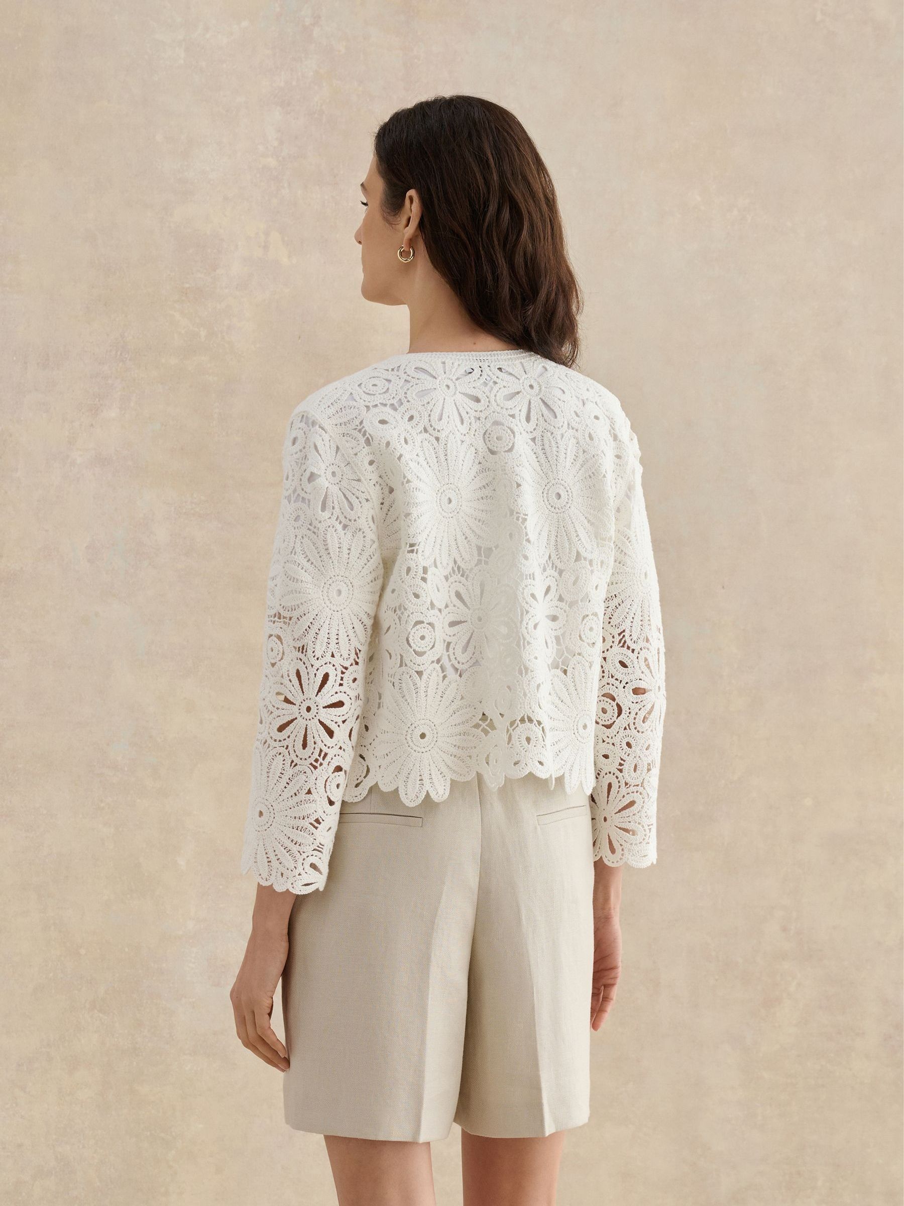 Buy Hobbs Ivory Syon Cotton Crochet Knitted Jacket from Next USA