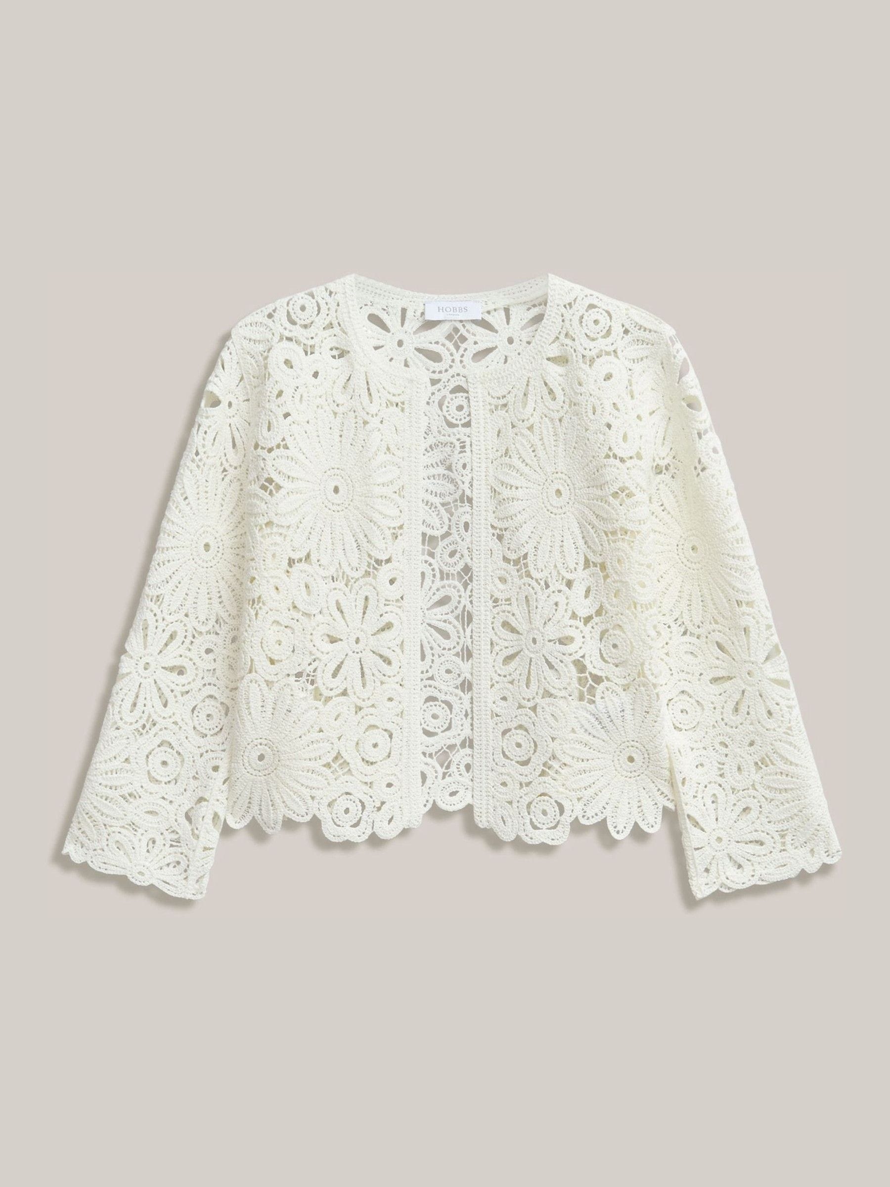 Buy Hobbs Ivory Syon Cotton Crochet Knitted Jacket from Next USA