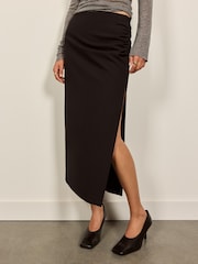 BHOEM Black Draped Slit Pencil Midi Skirt - Image 1 of 5