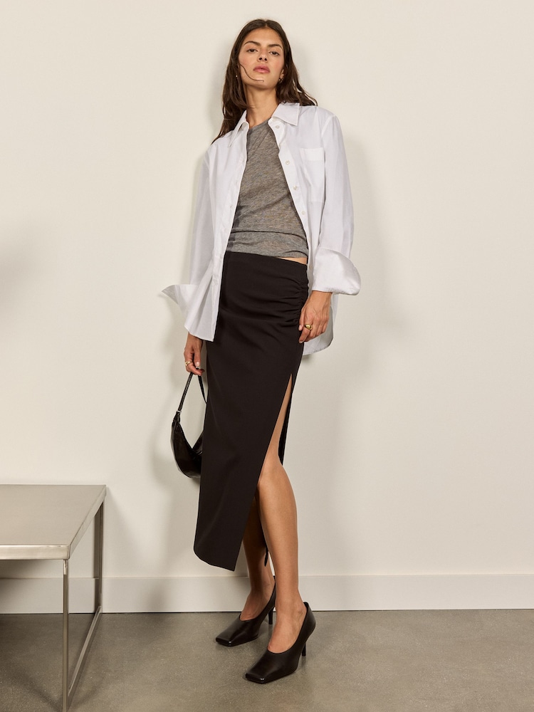 BHOEM Black Draped Slit Pencil Midi Skirt - Image 2 of 5
