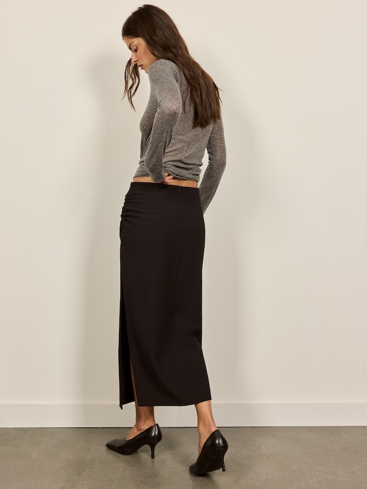 BHOEM Black Draped Slit Pencil Midi Skirt - Image 5 of 5