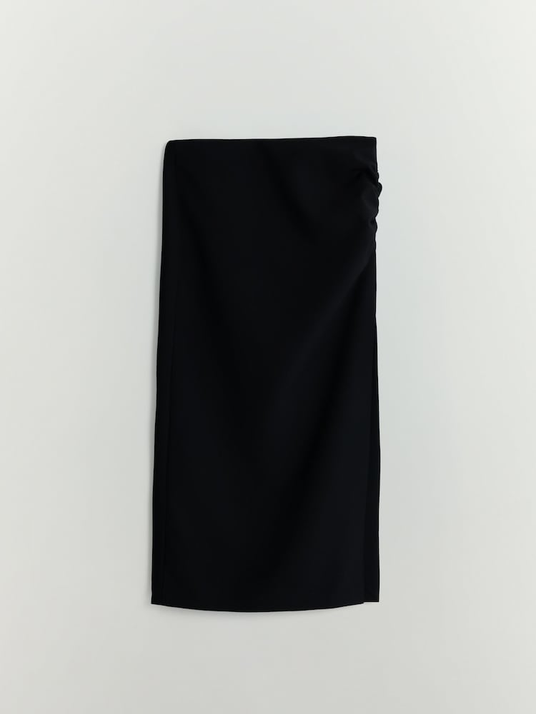 Draped Slit Pencil Midi Skirt - 圖片 6，共 6