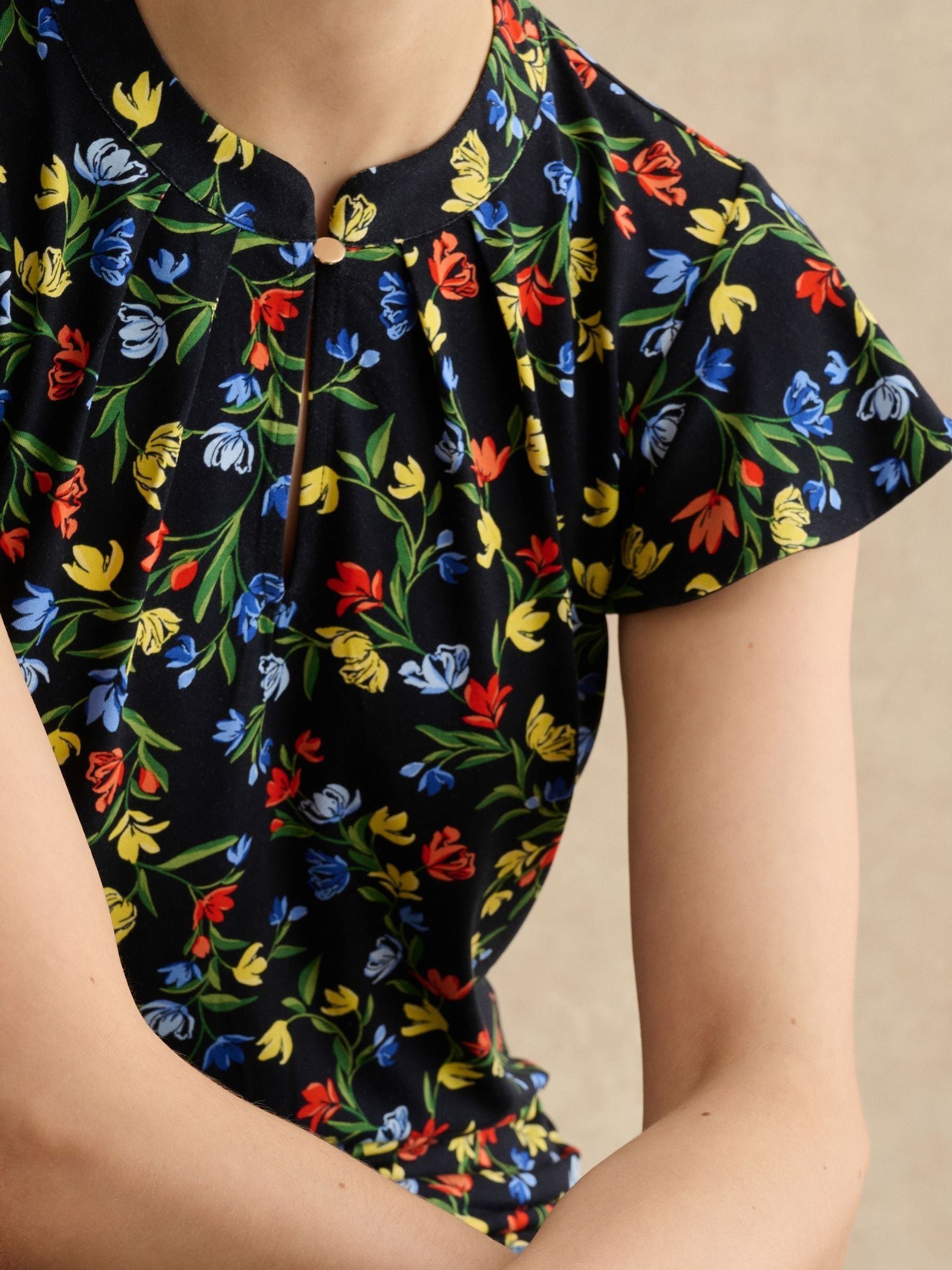 Buy Hobbs Navy Multi Lila Ruffle Sleeve Printed Top from Next USA