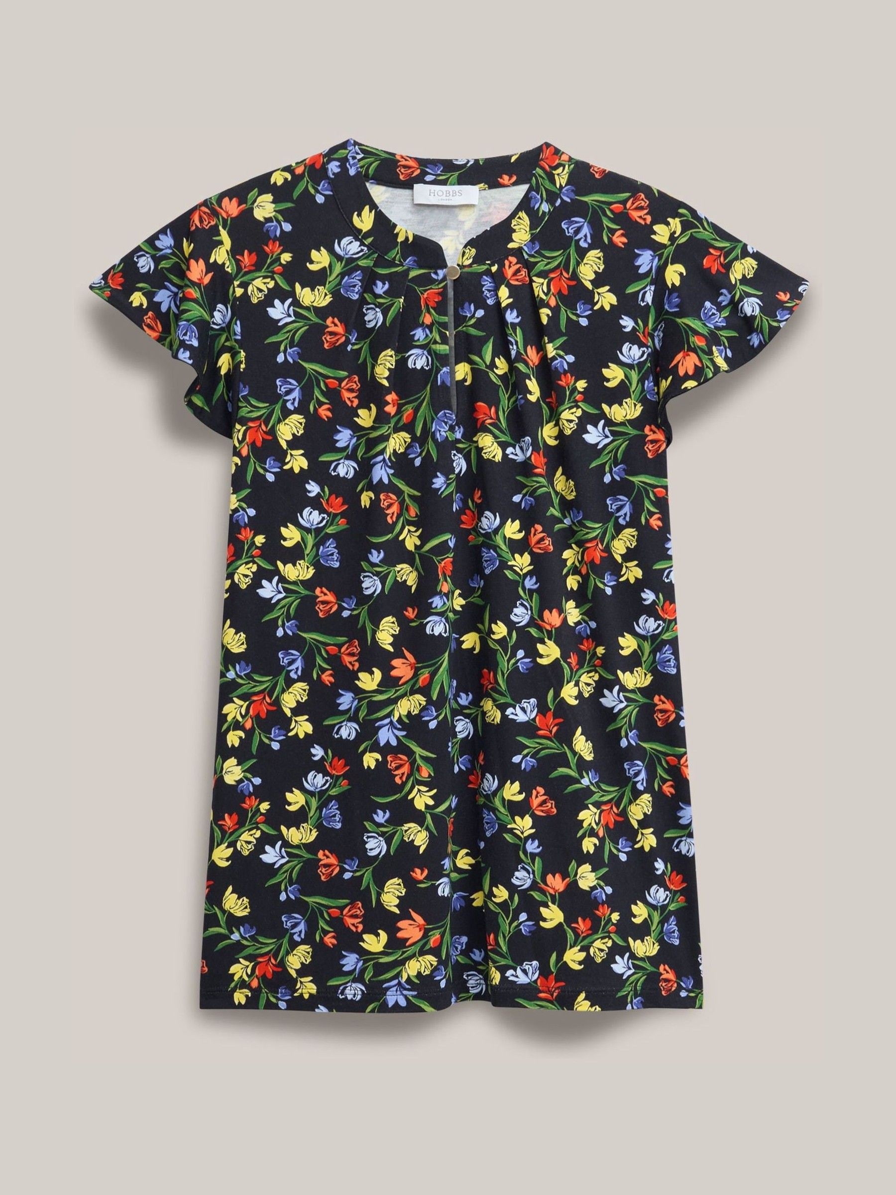 Buy Hobbs Navy Multi Lila Ruffle Sleeve Printed Top from Next USA