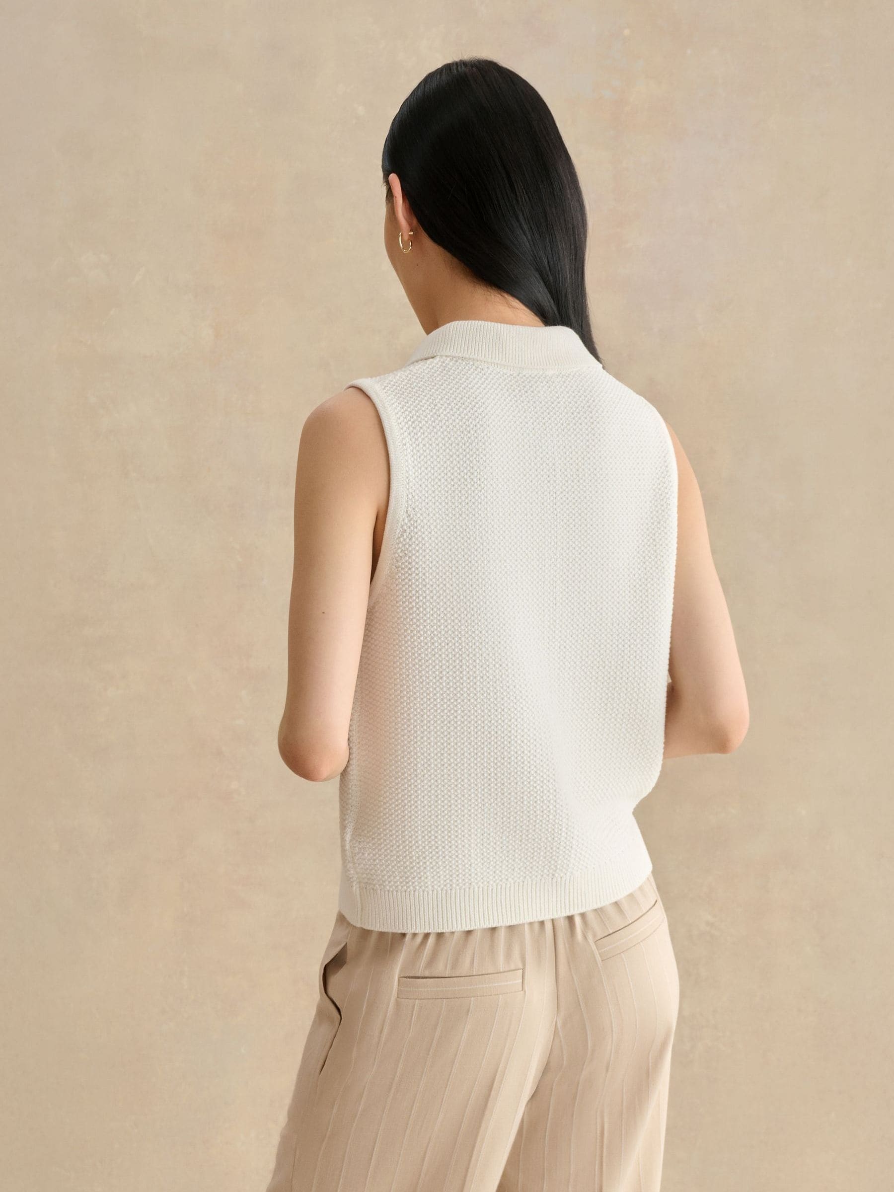 Buy Hobbs Ivory Seaton Cotton Collared Crotchet Tank from Next USA