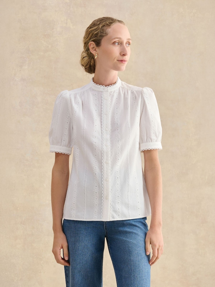 Hobbs White Sawyer Blouse - Image 1 of 4 Hobbs White Sawyer Blouse - Image 1 of 4
