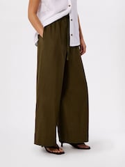 Whistles Green Elasticated Linen Crop Trousers - Image 3 of 4