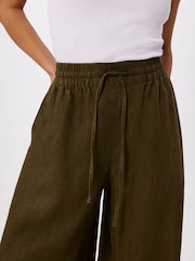 Whistles Green Elasticated Linen Crop Trousers - Image 4 of 4