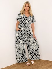 Yours Curve Paisley Print Wide Leg Jumpsuit - Image 1 of 5