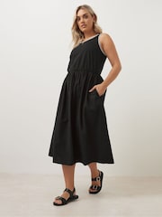 Yours Curve Black Contrast Blanket Stitch Midi Dress - Image 3 of 5