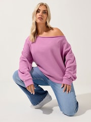 Yours Curve Pink Off Shoulder Sweatshirt - Image 1 of 5