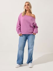 Yours Curve Pink Off Shoulder Sweatshirt - Image 3 of 5