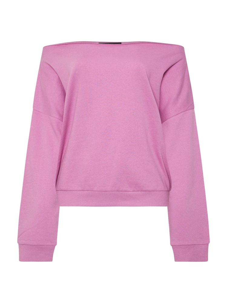 Yours Curve Pink Off Shoulder Sweatshirt - Image 5 of 5 Yours Curve Pink Off Shoulder Sweatshirt - Image 5 of 5