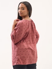 Yours Curve Orange Floral Broderie Anglaise Tie Front Top - Image 2 of 4