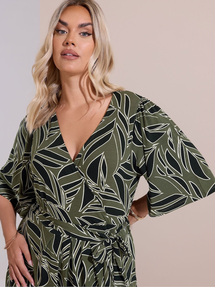 Buy Yours Curve Green Leaf Wrap Maxi Dress from Next USA