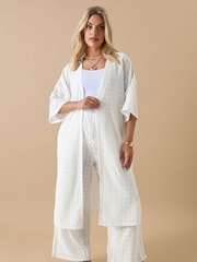Yours Curve White Broderie Anglaise Kimono - Image 1 of 5